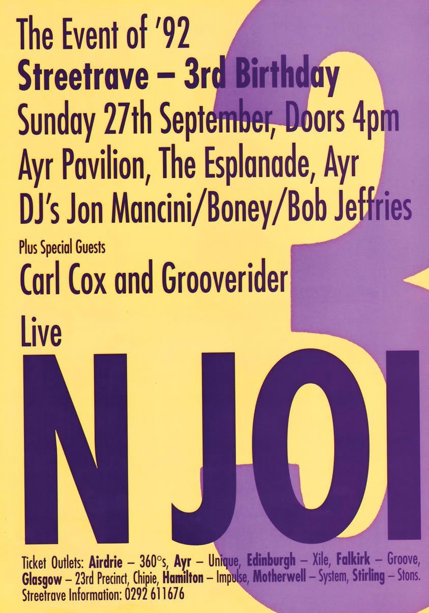 Streetrave 3rd Birthday feat. N-Joi, Carl Cox and Grooverider, September 1992